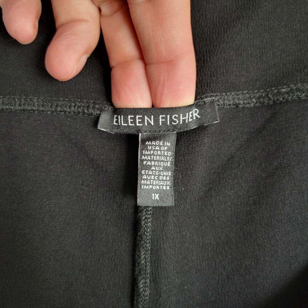 EILEEN FISHER Black Crepe High Rise Tapered Crop Stretch Pull On Pants SIZE 1X - Picture 5 of 9